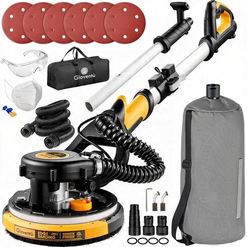 Dustless Drywall Sander with Auto Vacuum Dust Collector, 780W Foldable Electric Wall Sander, 26FT Power Cord, 7 Variable Speed 900-1800RPM, LED Light for Popcorn Ceiling, Interior Walls, Plaster in Kuwait