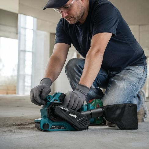 Brushless Cordless Belt Sander Compatible with Makita 18V Battery(Tool Only), w/ 10-Pack 3x18in Sanding Belts, Variable Speed, 1247 FPM, Lock-on Button, Dust Bag & Vacuum Adapter for Woodworking in Kuwait