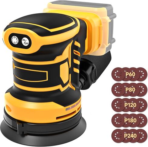 Cordless 5-Inch Random Orbital Sander Compatible with DeWalt 20V Battery (Tool Only), Brushless Electric Sander with Dust Collection, 6 Variable Speeds (7,000–13,500 RPM) for Woodworking & Furniture in Kuwait