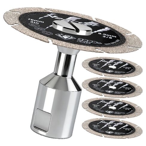 Diamond Cut Off Wheel 5PCS, 3" x 3/8" Die Grinder & Electric Drill Cutting Disc, Metal Cut-Off Wheels with 1/4" Round Mandrel Adapter, Cutting Blades for Iron, Steel, Cast Iron in Kuwait