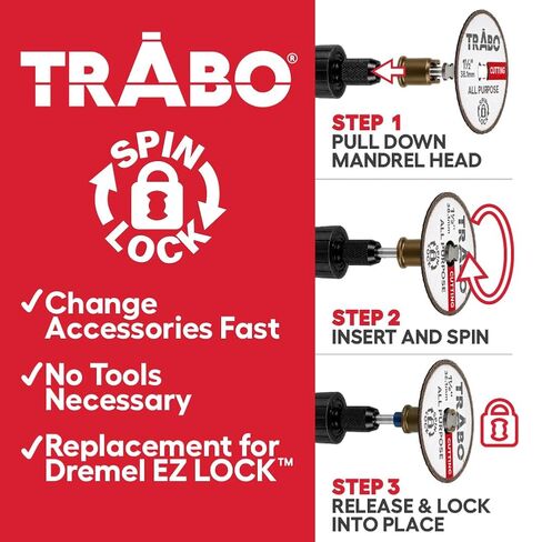 Trabo Spin Lock 1-1/2" (38.1mm) Rotary Tool High Performance All Purpose Diamond Cutting Wheel Compatible with Dremel EZ-Lock in Kuwait