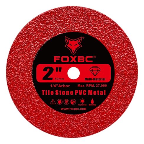 FOXBC 2 Inch Diamond Blades Cutting Disc for Porcelain, Ceramic Tile, Stone | Wet & Dry Multi-Material Diamond Blades with 5/8-11 Flange, 1/4" 1/8" Mandrels - 10 Pack in Kuwait