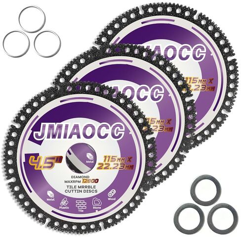 4-1/2 Inch Indestructible Diamond Cutting Disc, Premium Multi-Material Saw Blade for Angle Grinder with 7/8" Arbor, Cut Off Wheel for Metal, Tile, Ceramic, Porcelain, Stone, PVC, Plastic (3pcs) in Kuwait