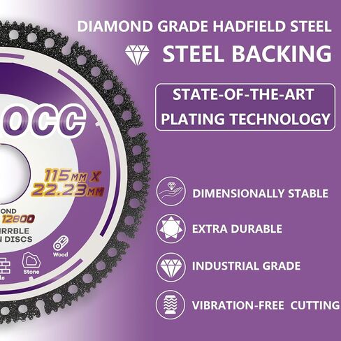 4-1/2 Inch Indestructible Diamond Cutting Disc, Premium Multi-Material Saw Blade for Angle Grinder with 7/8" Arbor, Cut Off Wheel for Metal, Tile, Ceramic, Porcelain, Stone, PVC, Plastic (3pcs) in Kuwait