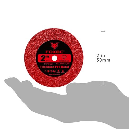 FOXBC 2 Inch Diamond Blades Cutting Disc for Porcelain, Ceramic Tile, Stone | Wet & Dry Multi-Material Diamond Blades with 5/8-11 Flange, 1/4" 1/8" Mandrels - 10 Pack in Kuwait