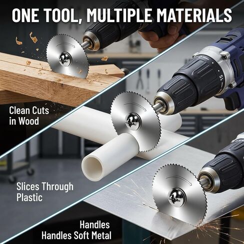 Drill Cutting Wheel Saw 9 Piece Cut Off Wheel and Mini Saw Blade Set for Drill 1/4 Inch Hex Shank Rotary Cutting Accessories for Metal Wood Plastic PVC Fiberglass DIY Projects in Kuwait