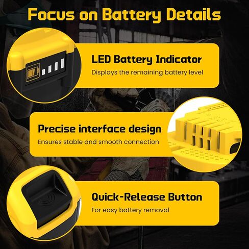 2 Packs 12Ah Replacement for Dewalt 20V Battery DCB208 and DCB102 Charger | Compatible with Dewalt 20V Max Batteries DCB206 DCB204 DCB203 DCB202 DCB201 in Kuwait