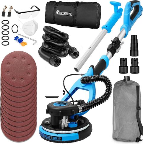Drywall Sander with Vacuum Dust Collection, 99% Dust-Free Electric Pole Sander for Drywall, 6A 780W 7 Variable Speed 900–1800 RPM, Telescoping Handle, LED Light, 16FT Power Cord, for Popcorn Ceiling in Saudi Arabia