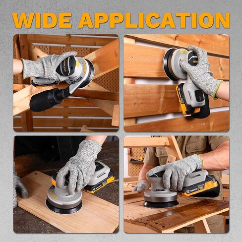 Cordless Orbital Sander: DEKOPRO 20V 5Inch Brushless Orbital Sander, 6000-12000RPM Electric Plam Sander Tool with Battery, Charger, Sanding Discs,Dust Box & Dust Pipe for Woodworking in Kuwait