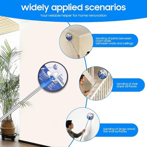 Pole Sander for Drywall,Manual Hand Radial Wall Sander with Extension Pole | 5 pcs sand paper,47 Inch Extension Pole,360-degree rotating head,light weight stainsteel material,tool for painting prep in Kuwait