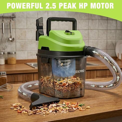WORKPRO 1.5 Gallon Wet Dry Vacuum Cleaner, 2.5 Peak HP Portable Shop Vacuum with Powerful Suction, Lightweight Wet/Dry Vac for Car, Garage & Home Cleaning, Wall-Mount Storage in Kuwait