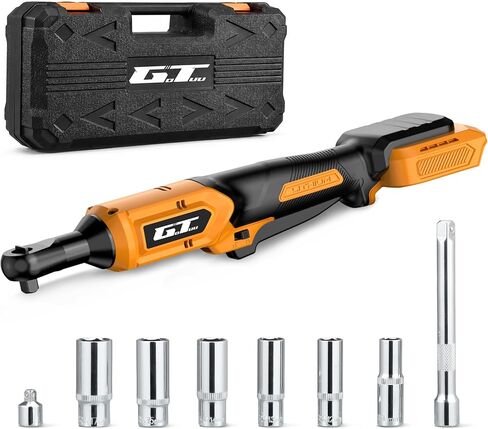 3/8" Cordless Ratchet Wrench for DEWALT 20V MAX Battery, 60Ft-Lbs Power Brushless Electric Ratchet Tool Kit Variable Speed with 8 Sockets, 1/4" Adapters, 6" Extension Bar & Tool Case (Tool ONLY) in Kuwait
