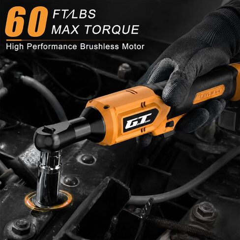 3/8" Cordless Ratchet Wrench for DEWALT 20V MAX Battery, 60Ft-Lbs Power Brushless Electric Ratchet Tool Kit Variable Speed with 8 Sockets, 1/4" Adapters, 6" Extension Bar & Tool Case (Tool ONLY) in Kuwait