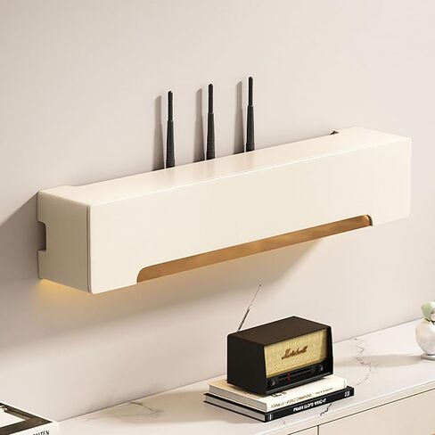 WiFi Router Storage Box, Wooden Wall Mount WiFi Router Box with Cable Management Multicolor Multiple Sizes(Cream White,L23.6in/60cm) in Kuwait
