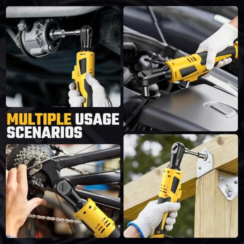 3/8" Cordless Ratchet Wrench for De-WALT 20V Max Battery - 49Ft-Lbs Brushless Motor Electric Ratchet Set with 0-250RPM Variable Speed, 8 Sockets, 3/8" and 1/4" Adapters,3" Extension Bar (Tool Only) in Kuwait