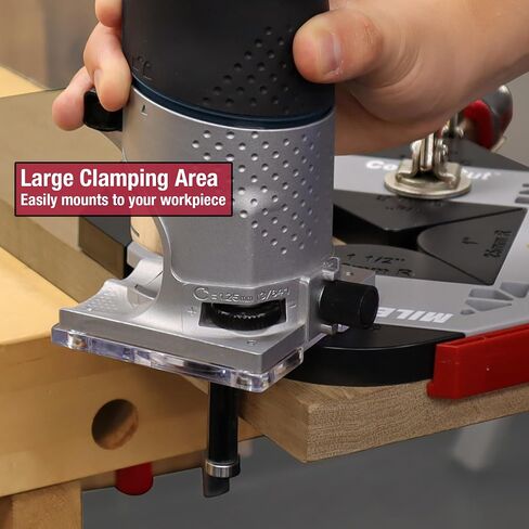Milescraft 1232 Corner Cut - Woodworking Corner Radius and Chamfer Router Jig – Use with Handheld Router or Router Table – 8 Profiles with Built-In Storage. Double Bearing ½" Router Bit Included. in Kuwait