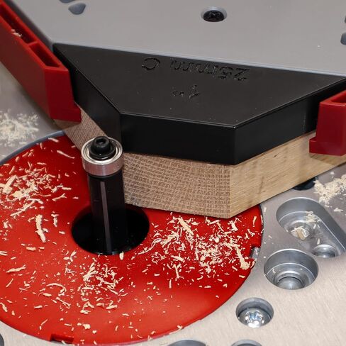 Milescraft 1232 Corner Cut - Woodworking Corner Radius and Chamfer Router Jig – Use with Handheld Router or Router Table – 8 Profiles with Built-In Storage. Double Bearing ½" Router Bit Included. in Kuwait