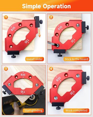 TANYO 7pcs Router Corner Radius Template, 3 in 1 Radius Jig, T10-60 R10-60 | 18 Sizes of Radius, CNC Machined & Anodized, Adjustable Stops, for Woodworking, Fits Trim, Handheld, Table Routers in Kuwait