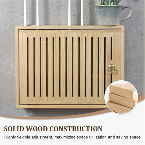 WiFi Router Storage Box, Wall Mounted Wooden WiFi Router Cabinet Multicolor Multiple Sizes(Brown,L42*49.5cm/16.5 * 19.4in) in Kuwait