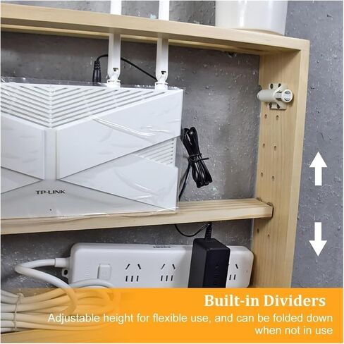 WiFi Router Storage Box, Rattan Pine Wood Wall Mounted Brown/White Multiple Sizes(Brown,L42*49.5cm/16.5 * 19.4in) in Kuwait