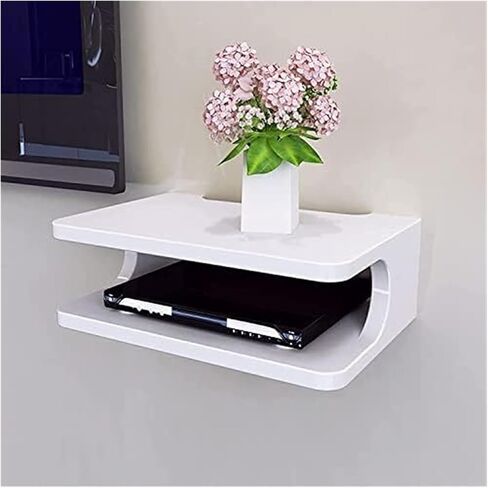 WiFi Router Storage Box, Multicolor Wall Mounted Floating Shelf for Electronic Devices(Lengthened Black) in Kuwait