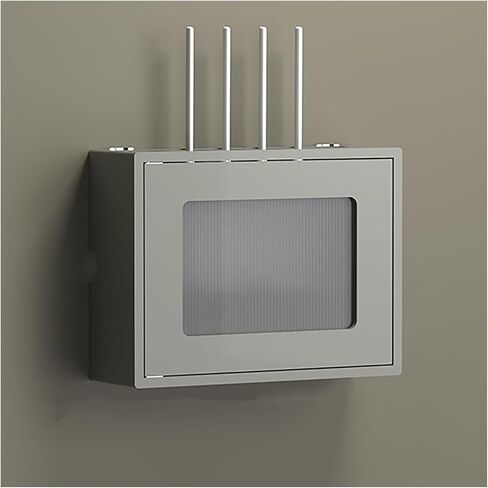 WiFi Router Storage Box, Wall Mounted Pine Wood Router Cabinet Multicolor 36.5-52.5cm(Grey,L47.5cm/18.7in) in Kuwait