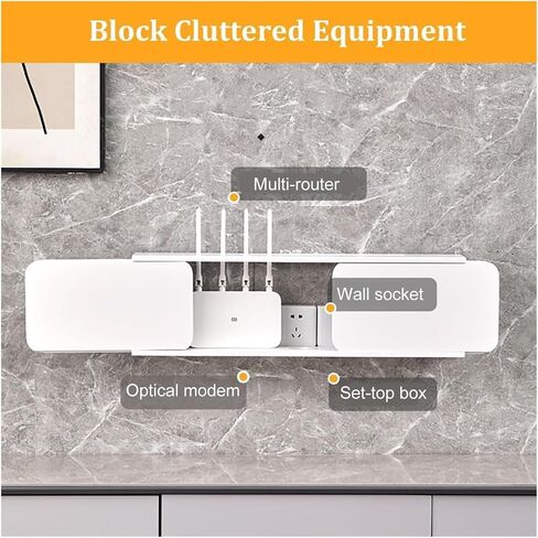 WiFi Router Storage Box, Wooden Wall Mounted Router Shelf WiFi Box Hider Multicolor 60-80cm(Black,L70cm/27.5in) in Kuwait