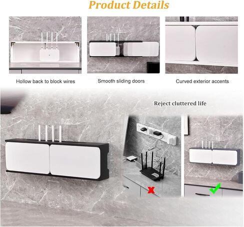 WiFi Router Storage Box, Wooden Wall Mounted Router Shelf WiFi Box Hider Multicolor 60-80cm(Black,L70cm/27.5in) in Kuwait