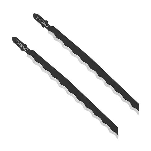 2Pcs T-Shank Long Jigsaw Blade, T313AW Carbon Steel Jig Saw Blades for Wood Jig Saw Blade Replacement for Foam Insulation, Cardboard, Carpet, Leather and Soft Wood Cutting, Black in Kuwait