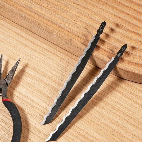 2Pcs T-Shank Long Jigsaw Blade, T313AW Carbon Steel Jig Saw Blades for Wood Jig Saw Blade Replacement for Foam Insulation, Cardboard, Carpet, Leather and Soft Wood Cutting, Black in Kuwait