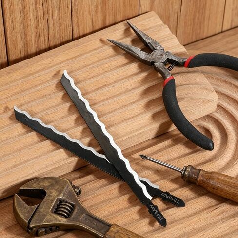 2Pcs T-Shank Long Jigsaw Blade, T313AW Carbon Steel Jig Saw Blades for Wood Jig Saw Blade Replacement for Foam Insulation, Cardboard, Carpet, Leather and Soft Wood Cutting, Black in Kuwait