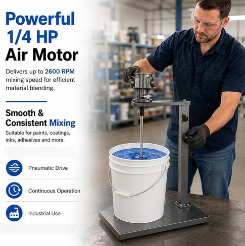 5 Gallon Pneumatic Paint Mixer, 1/4hp Paint Mixer Stirring Tool, Stainless Steel Ink Coating Mixing Tool, Air Agitator with Stand Ink Paint Mixing Tool in Kuwait