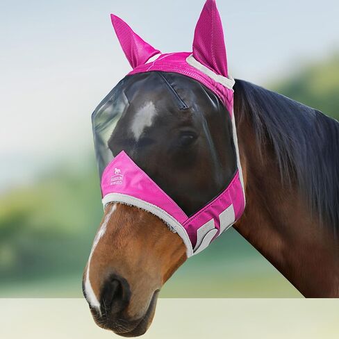 Harrison Howard CareMaster Pro Luminous Fine Mesh UV-proof Fleece Padding Fly Mask Half Face Flamingo (S; Pony) in Saudi Arabia