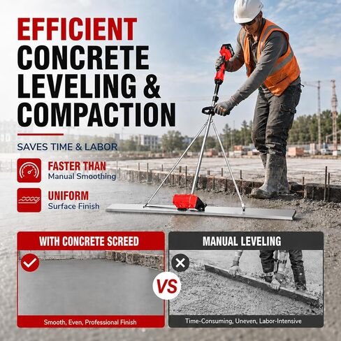 Concrete Screed, Cordless Electric Concrete Float With 59" Stainless Steel screed board, Concrete Finishing Tools With 6000mAh Battery, 9-Speed Adjustable in Kuwait