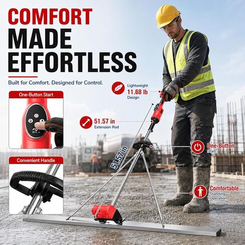 Concrete Screed, Cordless Electric Concrete Float With 59" Stainless Steel screed board, Concrete Finishing Tools With 6000mAh Battery, 9-Speed Adjustable in Kuwait