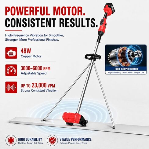 Concrete Screed, Cordless Electric Concrete Float With 59" Stainless Steel screed board, Concrete Finishing Tools With 6000mAh Battery, 9-Speed Adjustable in Kuwait