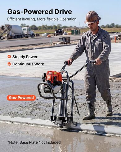 VEVOR Concrete Power Screed Gas-Powered Leveling Machine 1.16HP Engine, 4 Stroke Vibrating Screed, Flexible Shaft Drive, Adjustable Handle, Support Legs for Patio, Driveway, Floor Finishing, Jobsite in Kuwait