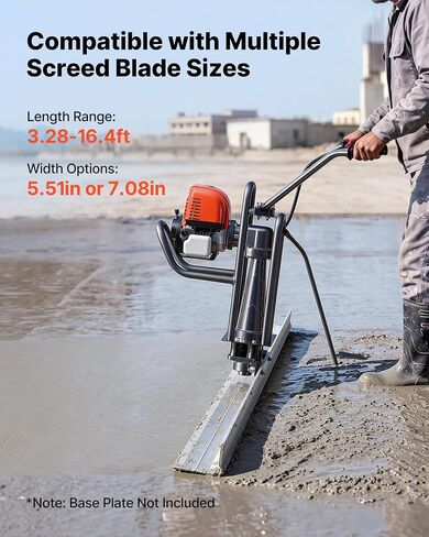 VEVOR Concrete Power Screed Gas-Powered Leveling Machine 1.16HP Engine, 4 Stroke Vibrating Screed, Flexible Shaft Drive, Adjustable Handle, Support Legs for Patio, Driveway, Floor Finishing, Jobsite in Kuwait