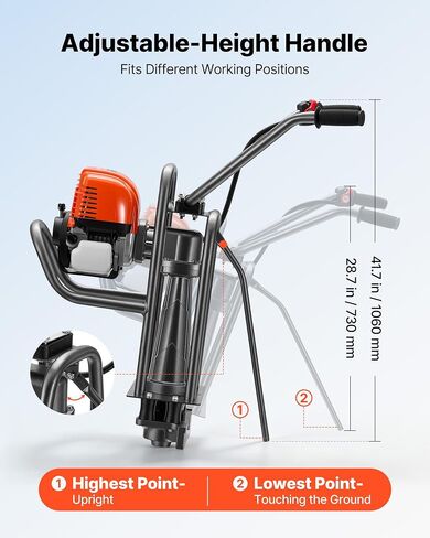 VEVOR Concrete Power Screed Gas-Powered Leveling Machine 1.16HP Engine, 4 Stroke Vibrating Screed, Flexible Shaft Drive, Adjustable Handle, Support Legs for Patio, Driveway, Floor Finishing, Jobsite in Kuwait