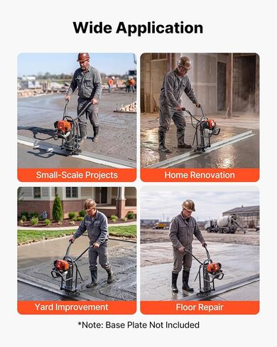 VEVOR Concrete Power Screed Gas-Powered Leveling Machine 1.16HP Engine, 4 Stroke Vibrating Screed, Flexible Shaft Drive, Adjustable Handle, Support Legs for Patio, Driveway, Floor Finishing, Jobsite in Kuwait