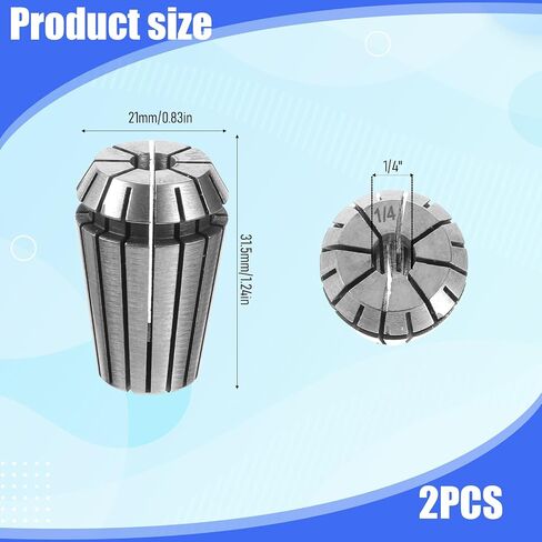 2 PCS ER20 Collet Set, ER20 Spring Collet 1/4" Chuck Milling Spring Collets for CNC Engraving Machine Lathe Milling Tool Workholding Engraving Collets in Kuwait