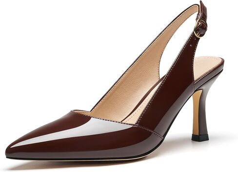 VICKI·VICKI Slingback Kitten Heels for Women Pointed Closed Toe Heels Dressy Pumps Shoes for Wedding Office Party in Kuwait