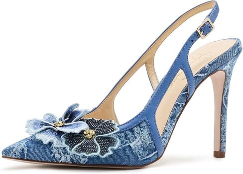 Jessica Simpson Pilitia 3D Floral Denim High Heels in Kuwait