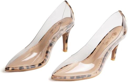 Women's Plus Size Clear Heel Pumps Transparent PVC Pointed Toe Stiletto Heels Nude/Black/Leopard US 4.5-17 Formal Party Dress Shoes in Kuwait