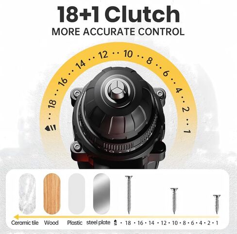 20V Cordless Drill Driver Set, Electric Power Screwdriver Drill with 2.0Ah Battery, 3/8" Keyless Chuck, 18+1 Torque Settings, 2 Speed, LED Light, 42PCS Accessory Kit in Kuwait