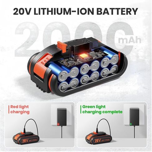 20V Cordless Drill Driver Set, Electric Power Screwdriver Drill with 2.0Ah Battery, 3/8" Keyless Chuck, 18+1 Torque Settings, 2 Speed, LED Light, 42PCS Accessory Kit in Kuwait