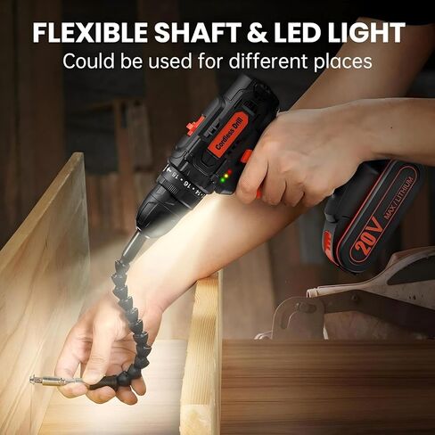 20V Cordless Drill Driver Set, Electric Power Screwdriver Drill with 2.0Ah Battery, 3/8" Keyless Chuck, 18+1 Torque Settings, 2 Speed, LED Light, 42PCS Accessory Kit in Kuwait