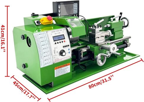 8"x16" Metal Lathe 1100W with Digital Readout, 50-2500rpm Variable Speed, 0.01mm Auto Feed 110V in Kuwait