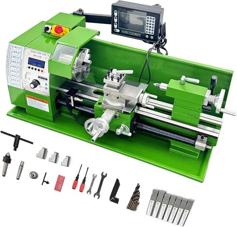 Precision Metal Lathe Benchtop Mini Lathe Machine with Electronic Gear Change & Digital Readout 8.27" x 15.75" 50-2500RPM 0.005mm Accuracy for Hobby DIY & Small Workshop 1100W 110V in Kuwait