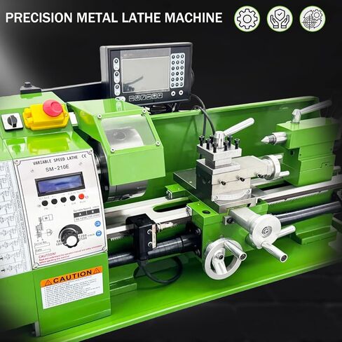 Precision Metal Lathe Benchtop Mini Lathe Machine with Electronic Gear Change & Digital Readout 8.27" x 15.75" 50-2500RPM 0.005mm Accuracy for Hobby DIY & Small Workshop 1100W 110V in Kuwait